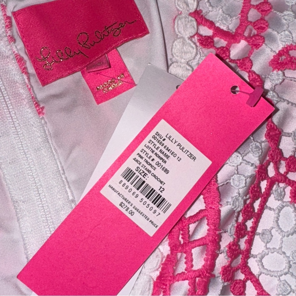 Lilly Pulitzer Lottie Pink and White Romper Size 12 - Picture 2 of 5